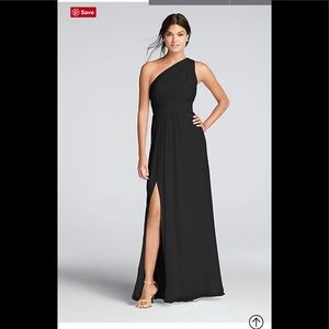 David’s bridal long one shoulder crinkle chiffon